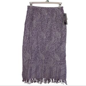 NWT Nouveaux Fringe Long Beaded Skirt 8 Purple